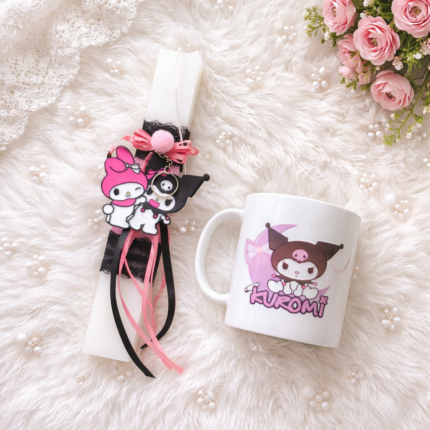 Χειροποίητη Λαμπάδα μπρελοκ Kuromi με κούπα