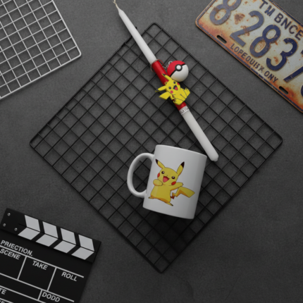 Χειρποίητη Πασχαλινή Λαμπάδα μπρελοκ Pikachu & Pokeball με κούπα