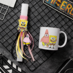 Χειροποίητη Πασχαλινή Λαμπάδα μπρελοκ SpongeBob με κούπα