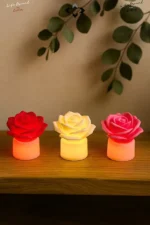 3 Piece Mini LED Rose Pattern Night Light Set Romantic Table Lamp