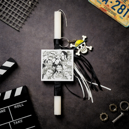Χειροποίητη Πασχαλινή Λαμπάδα One Piece – "The Straw Hat Crew" με Συλλεκτικό Μπρελόκ