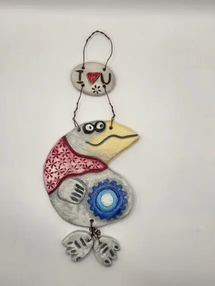 Χειροποίητος Κεραμικός Πιγκουίνος Τοίχου "Hugs" – Funky Clay Art