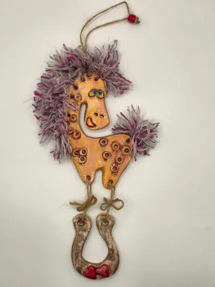 Χειροποίητο Κεραμικό Αλογάκι "Magic Mane" – Διακοσμητικό Τοίχου με Mixed Media Λεπτομέρειες