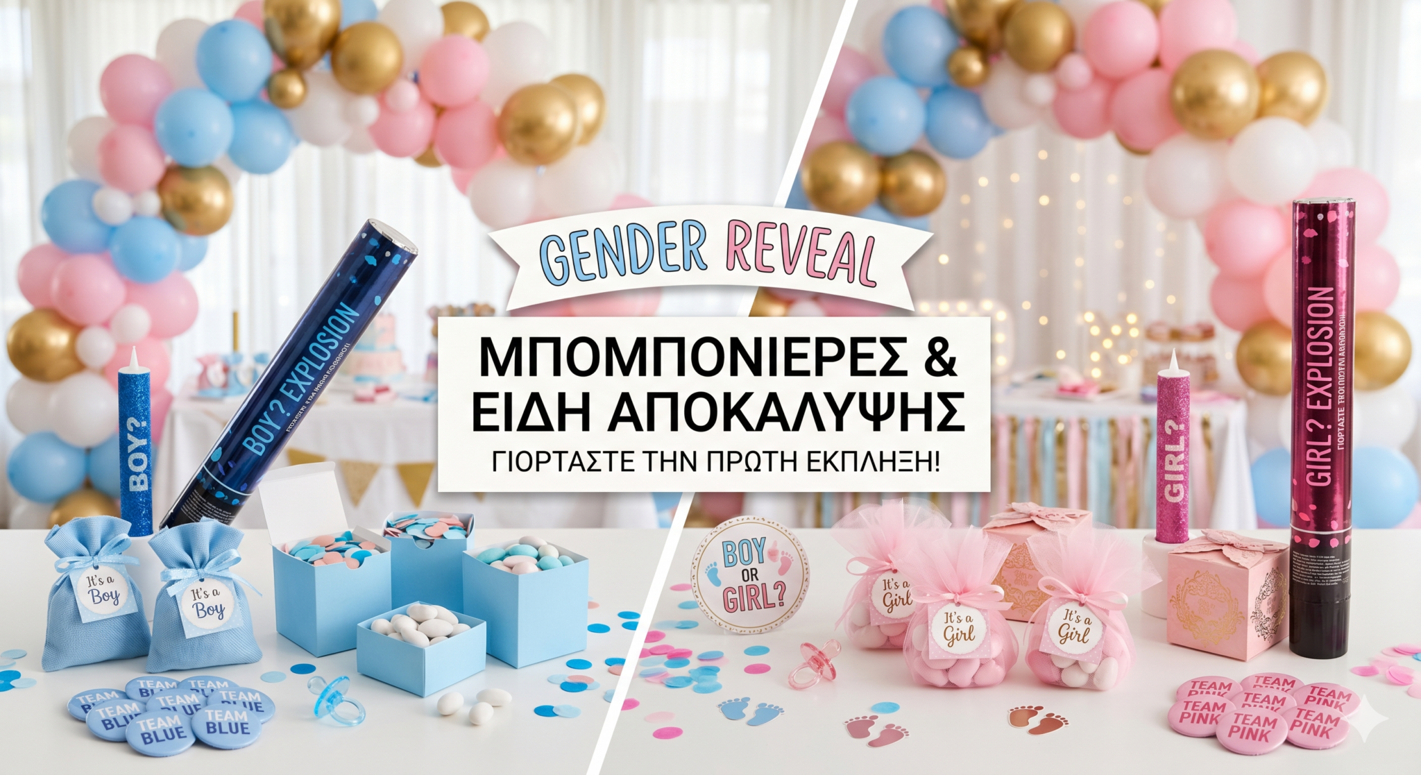 Gender Reveal: Μπομπονιέρες & Είδη Αποκάλυψης